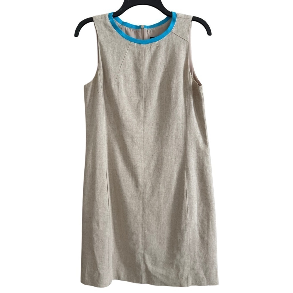 Modern Old Money Coastal Beach Vacation Linen Blend Shift Dress Size 2